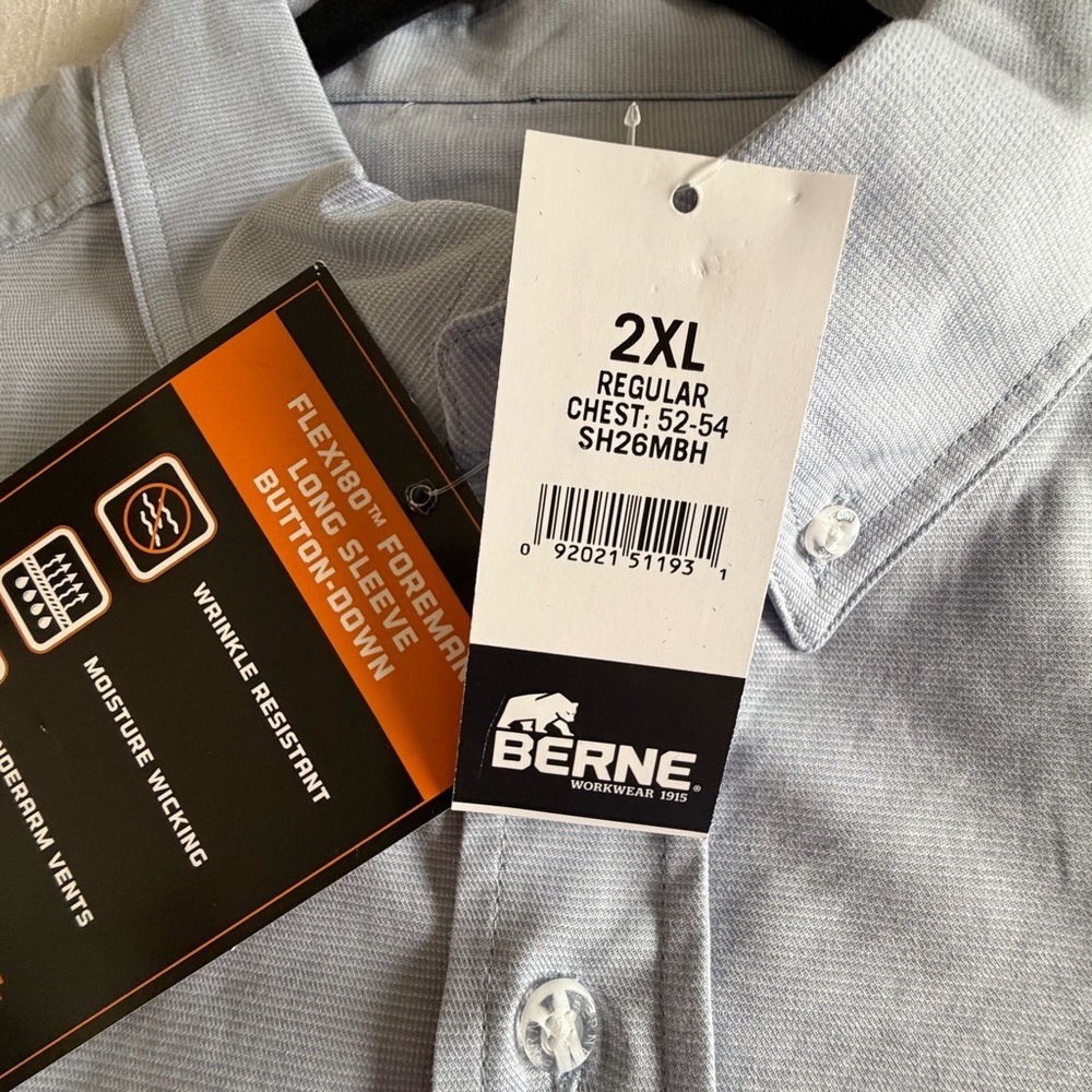 Berne Flex180 Foreman Shirt Mens 2XL  Long Sleeve Button Down Workwear Farming - Picture 10 of 13